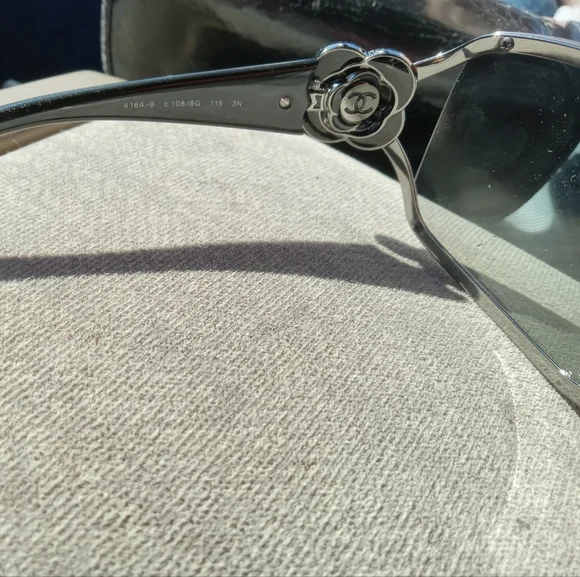 Chanel shield style sunglasses with Swarovski crystal accents display picture 2